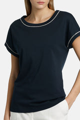 BRESCELLO DARK BLUE APPLIQUES T-SHIRT