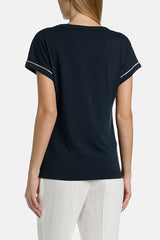 BRESCELLO DARK BLUE APPLIQUES T-SHIRT