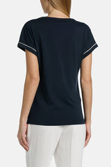 BRESCELLO DARK BLUE APPLIQUES T-SHIRT