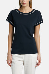 BRESCELLO DARK BLUE APPLIQUES T-SHIRT