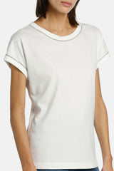 BRESCELLO OFF WHITE APPLIQUES T-SHIRT