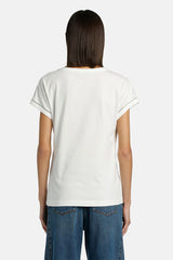 BRESCELLO OFF WHITE APPLIQUES T-SHIRT