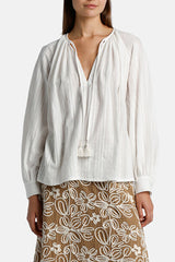 BROCCA STRIPED TASSELS COTTON BLOUSE