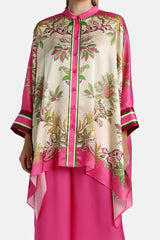 BUCCIA FUSCHIA PRINTED SILK LOOSE SHIRT