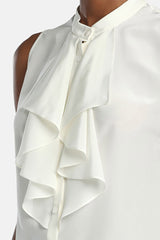 BURRATA RUFFLED SILK SHIRT