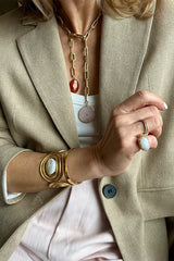 AMMONITE MOONSTONE LITTLE FINGER RING