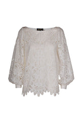 BASICA WHITE MACRAME LACE BLOUSE