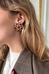 TAMARIS MULTI-STONE GRENAT AND LABRADORITE EARRINGS