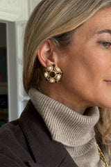 TILLEUL MULTI-STONE PINK QUARTZ AND TIGER'S EYE EARRINGS