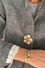 TILLEUL MULTI-STONE PINK QUARTZ AND TIGER'S EYE BROOCH