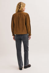LORRAINE BROWN RUFFLED CORDUROY BLOUSE
