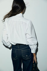 LOUKA WHITE TIE-COLLAR POPLIN SHIRT