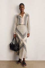COLOMBE FLOWY TWO-TONE PRINTED SHIRT