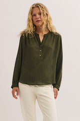 LILLA KAKI FLANNEL BLOUSE