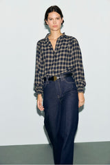 LOTTE RUFFLED COLLAR CHECKED SHIRT