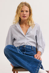 LIA STRIPED POPLIN SHORT SHIRT