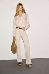LOUANNE SHIRT COLLAR STRIPED BLOUSE