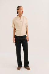 LUCE RUFFLES GOLD LUREX BLOUSE