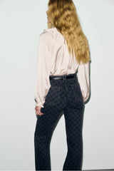 LORI NATURAL RUFFLES SATIN BLOUSE
