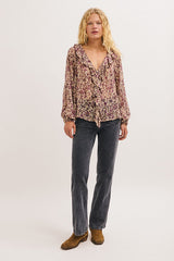 LOUELLE RUFFLED FLORAL SHIRT