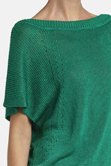 CALAO GREEN OPENWORK-DETAIL SWEATER