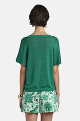 CALAO GREEN OPENWORK-DETAIL SWEATER