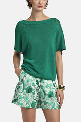 CALAO GREEN OPENWORK-DETAIL SWEATER