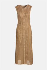 CANAPE CAMEL AJOUR LONG KNIT DRESS