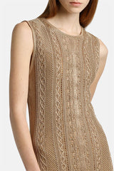 CANAPE CAMEL AJOUR LONG KNIT DRESS