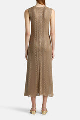 CANAPE CAMEL AJOUR LONG KNIT DRESS