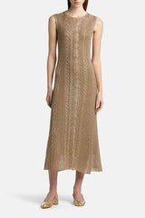 CANAPE CAMEL AJOUR LONG KNIT DRESS