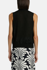 CAPOLIVERI BLACK CROSSOVER SLEEVELESS TOP