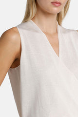 CAPOLIVERI OFF WHITE CROSSOVER SLEEVELESS TOP
