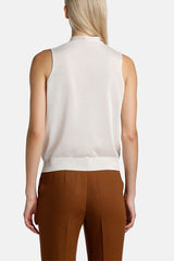 CAPOLIVERI OFF WHITE CROSSOVER SLEEVELESS TOP