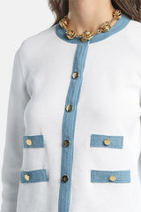 CAPOTRENO WHITE BON-TON CARDIGAN
