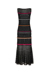CASSIDE LONG KNIT SCALLOPED DRESS