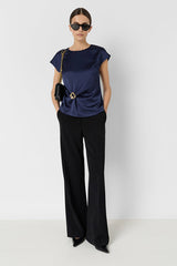 CLAUDIE NAVY DRAPED TOP