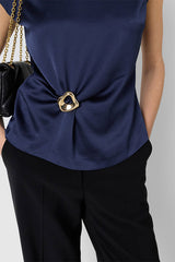 CLAUDIE NAVY DRAPED TOP