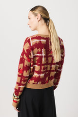 GEOMETRIC ABSTRACT PRINT JACQUARD CARDIGAN