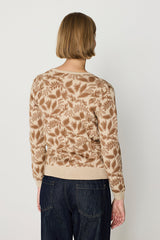 BEIGE FLORAL JACQUARD CARDIGAN