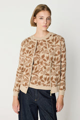 BEIGE FLORAL JACQUARD CARDIGAN