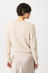 BEIGE JACQUARD LUREX CARDIGAN