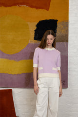 CHARLIZE PURPLE TWO TONE SWEATER