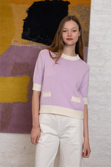 CHARLIZE PURPLE TWO TONE SWEATER