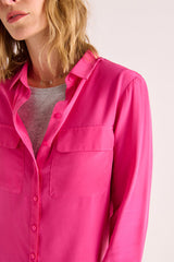 CHINON FUSCHIA WASHED SILK BLOUSE
