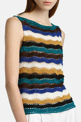 CILIEGIA PERFORATED LINEN -BLEND TOP