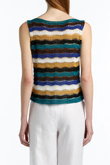 CILIEGIA PERFORATED LINEN -BLEND TOP