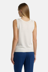 CILINDRICA OFF WHITE VISCOSE-BLEND KNIT TOP