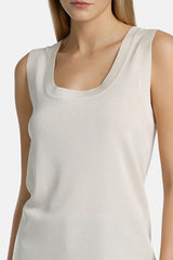 CILINDRICA OFF WHITE VISCOSE-BLEND KNIT TOP