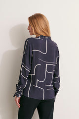 CONVENTION NAVY PRINTED BLOUSE